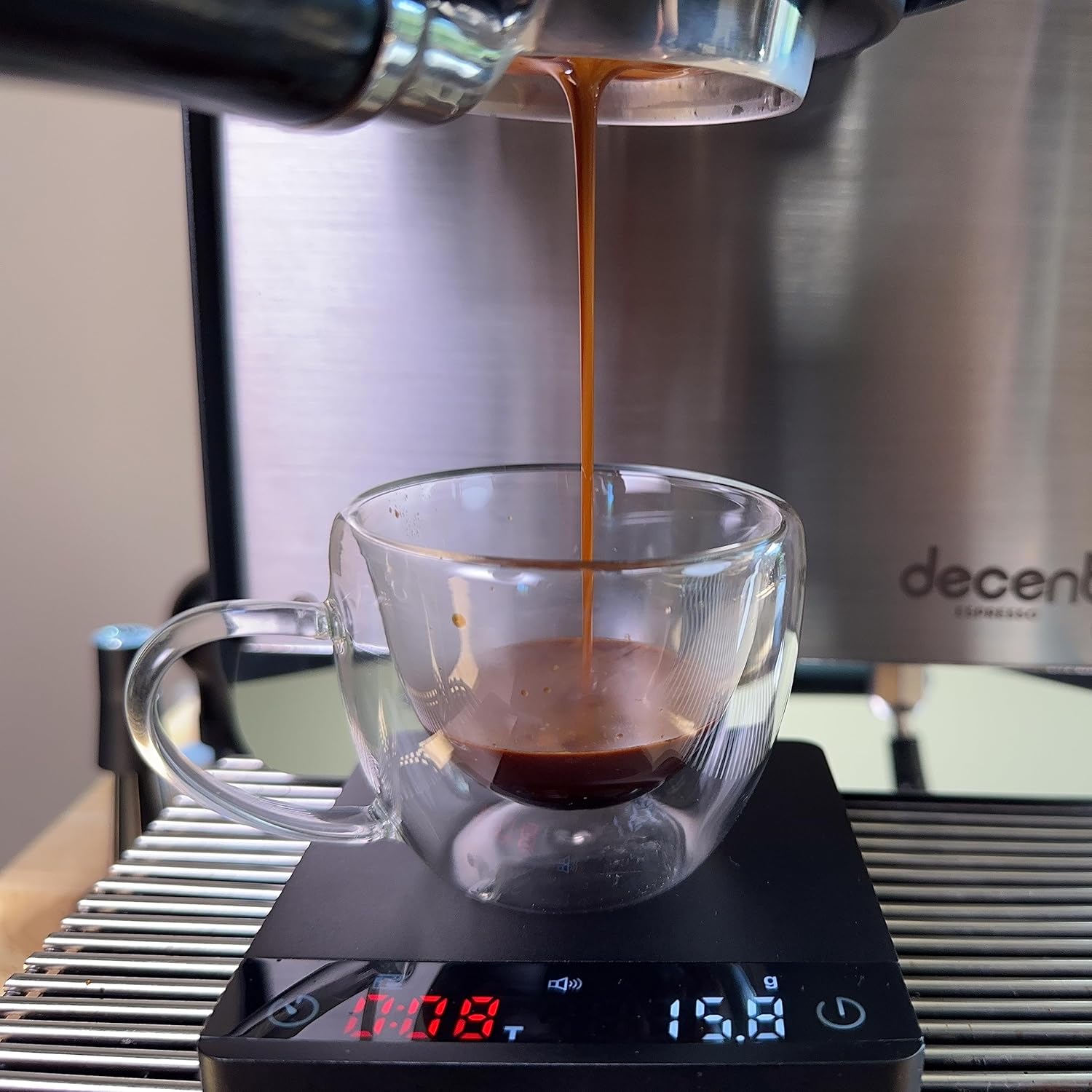 Nano Pro Coffee Scale with Timer, Espresso Scale with Auto Tare, Aluminum Body, Touch Sensor and Silicone Cover (Black)