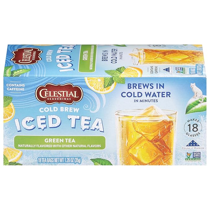 Celestial Seasonings Cold Brew Green Iced Tea 18 Count (Pack of 5)