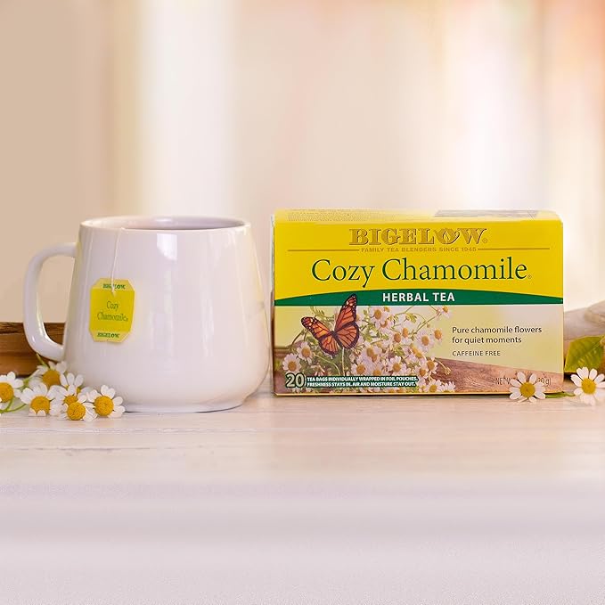 Bigelow,Cozy Chamomile Herbal, Caffeine Free Tea with Chamomile Flowers, 240 Total Tea Bags, 20 Count Box (Pack of 12)