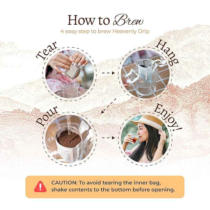 Blu Ore Premium Vietnamese Coffee - Single Serve Pour Over (8 Pack) - 100% Arabica Drip Bag Coffee, Eco-Friendly Filter, Travel Friendly, No Preservatives - (8 pack, Medium Roast)
