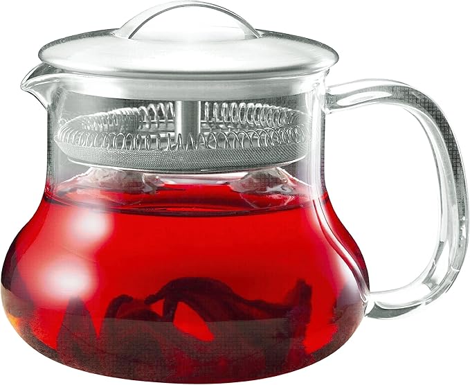Yama Sitka 24oz Borosilicate Glass Teapot with Built-in Mesh Filter, Dishwasher Safe, Ideal for Loose Leaf Tea, Dishwasher Safe