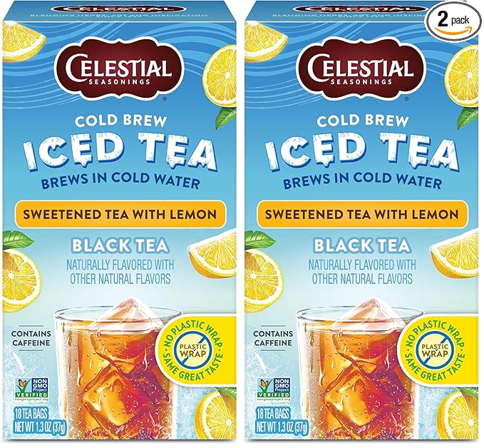 Celestial Seasonings Cold Brew Sweetened With Lemon, 18 Count (Pack of 2)