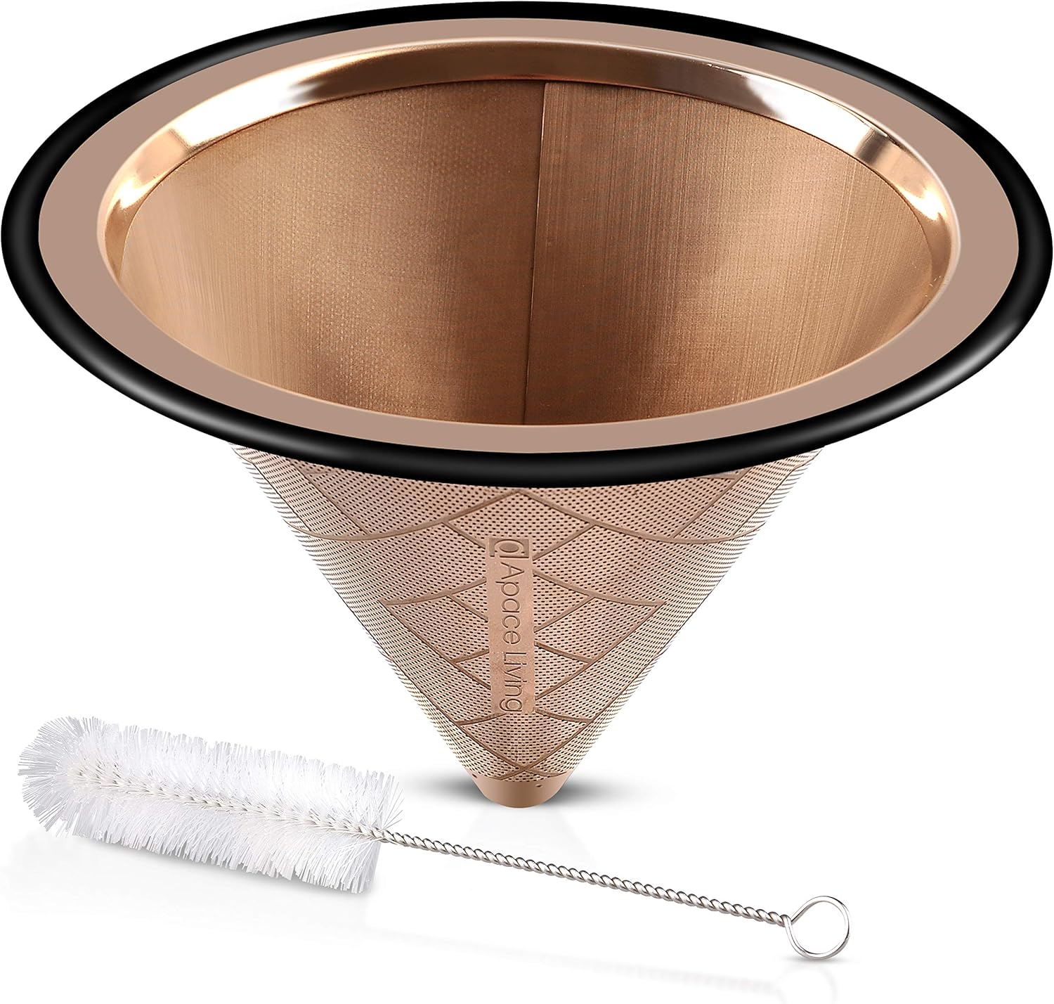 Compatible with Hario V60, Chemex Pour Over Coffee Filter - Wide Metal Base Reusable Stainless Steel Coffee Dripper - Paperless Coffee Filter for Sustainable Brewing