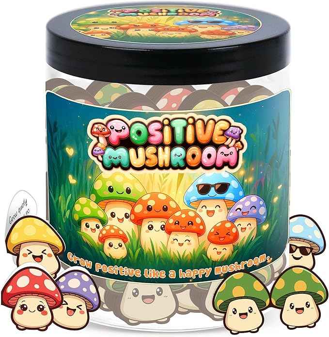 Positive Mushroom Jar with 60 Affirmation Cards, Emotional Support Mushroom, Christmas Mushroom Decoration, Mushroom Gifts For Women, Feel Better Cute Friend Gifts