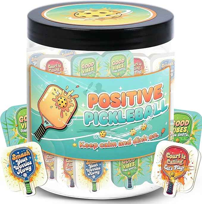 Positive Pickleball Jar With 60 Affirmation Cards, Emotional Support, Funny Pickleball Gifts for Women, Cute Pickleball Ball Paddles Decorations