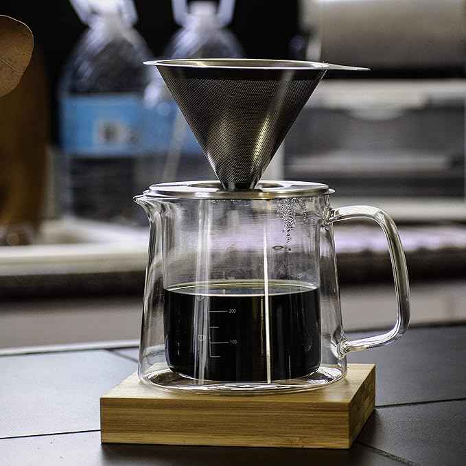 Brew To A Tea BTaT- Pour Over Coffee Maker Set, Double Wall Glass, 16 oz, Drip Coffee Maker Pour Over, Permanent Filter