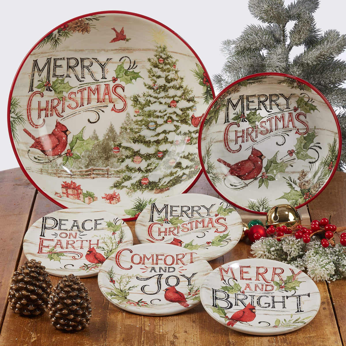 Ceramic Christmas mug with red handle