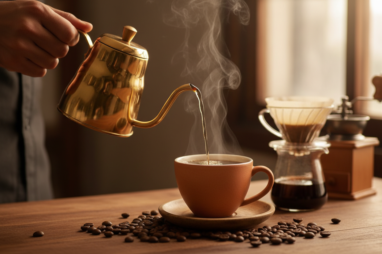 Brewed with care, using beans roasted to bring out their most refined and elegant flavors. (make it real photo)