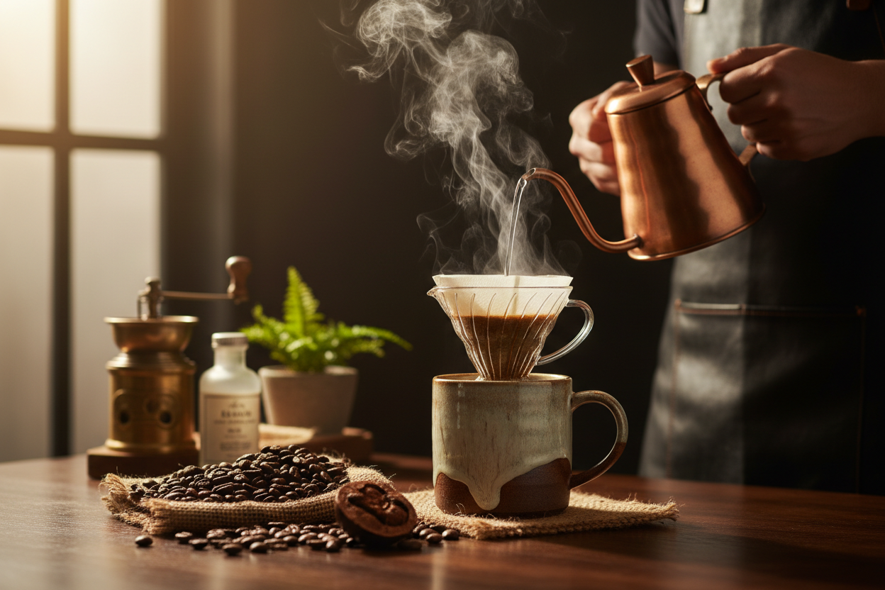 Brewed with care, using beans roasted to bring out their most refined and elegant flavors. (make it real photo)