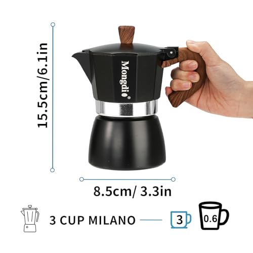 Stovetop Espresso Maker Moka Pot (Black / 3 cup)
