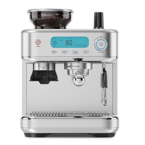 Espresso Machine with Grinder and Steam Wand (Silver)
