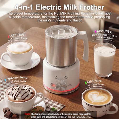 Milk Frother 16.9 OZ Electric Milk Frother and Steamer (White)