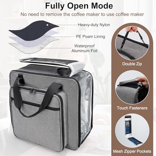 Carrying Coffee Maker Travel Bag Fit for Keurig K (Grey / Fit for K-Mini/K-Mini Plus/K-Express)
