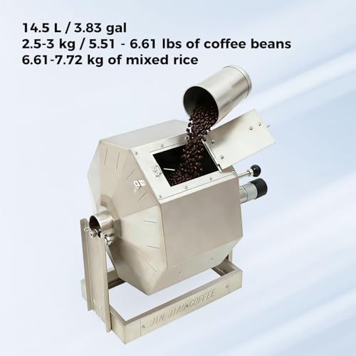 Coffee Bean Roaster Electric Coffee Roaster coffee Bean Baker Peanut Roasters Gas Burner Drum Type Stainless Steel for Home and Commercial Use (14.5L/3.83gal)