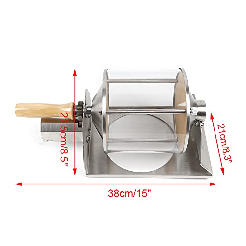 Coffee Roaster Coffee Bean Roasting Machine Small Household Gas Stove Coffee Bean Roasting Machine with Wooden Handle 1 Pound Capacity Glass Transparent Visible for Home Use