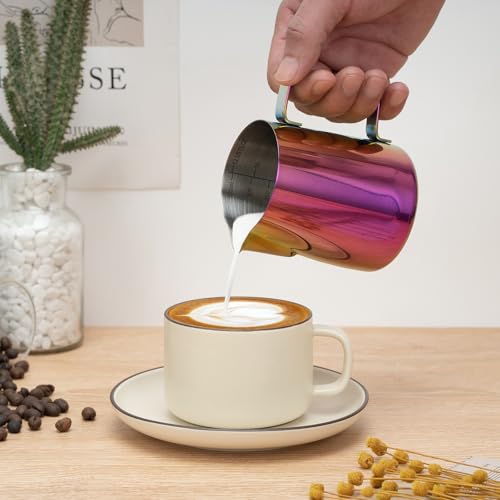 Milk Frothing Pitcher 12oz Frother Cup Barista Tools (Multipurple / 12 Ounces)