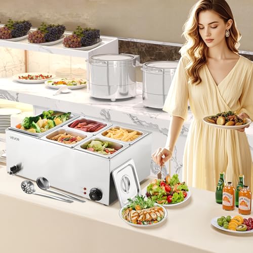 24QT Commercial Food Warmer (1x1/3Pan and 4x1/6Pan ;24QT)