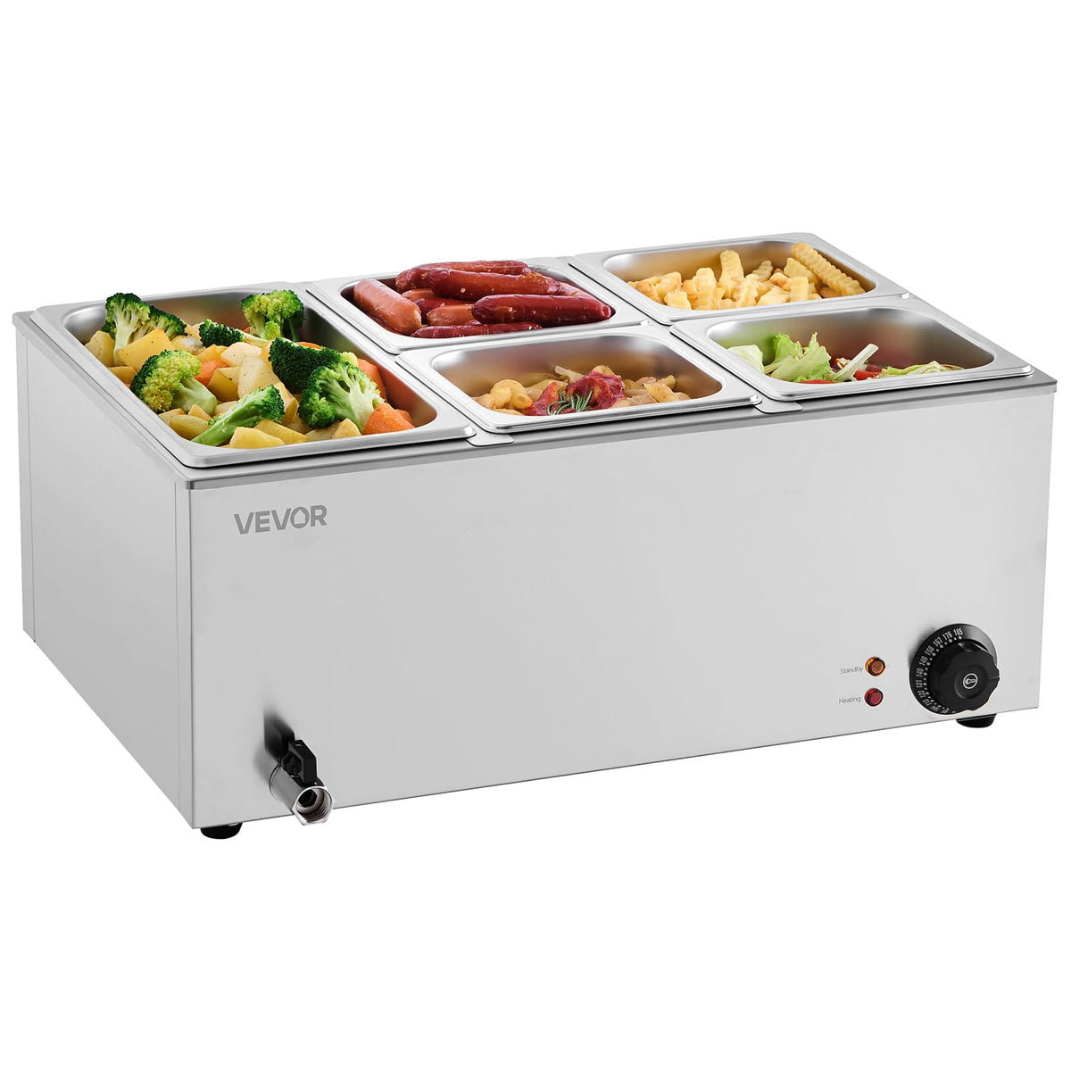 24QT Commercial Food Warmer (1x1/3Pan and 4x1/6Pan ;24QT)