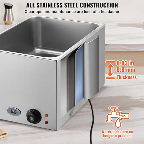 Commercial Food Warmer 24QT Bain Marie 1200W Electric Buffet Steam Table (12x20 Full Pan with display)