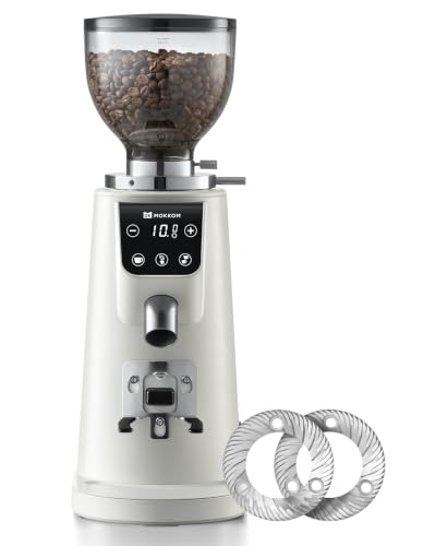 64mm Flat Burr Coffee Grinder (Stainless Steel Flat Burrs-White)