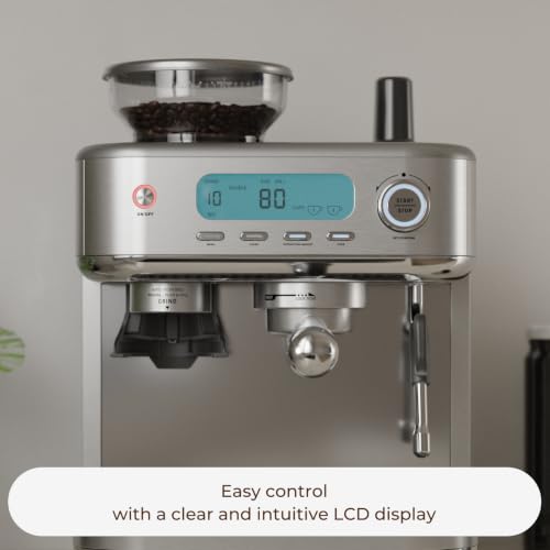 Espresso Machine with Grinder and Steam Wand (Silver)
