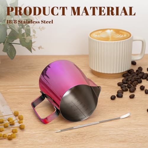 Milk Frothing Pitcher 12oz Frother Cup Barista Tools (Multipurple / 12 Ounces)
