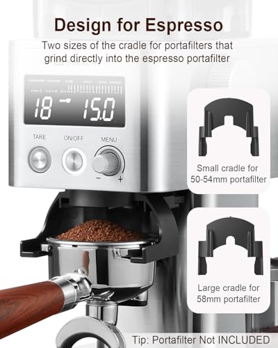 Electric Conical Burr Coffee Grinder with Removable Coffee Scale (Silver)
