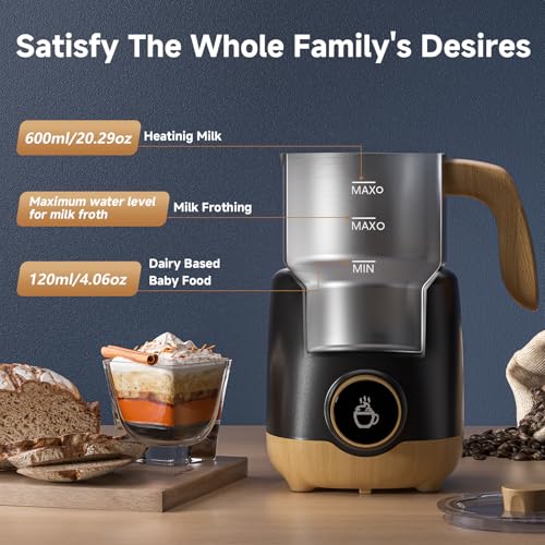 8-in-1 Milk Frother and Steamer with 550W IH Induction Heating (Black)