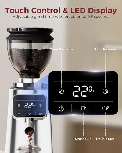 G3 64mm Flat Burr Electric Coffee Grinder with 100 Grind (Silver)