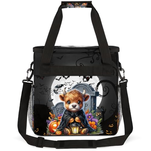 Halloween Mountain Cow Bat Moon Pumpkin Coffee Maker Carring Bag Travel Carrying Storage Tote Bag Compatible with Keurig K (A-013)