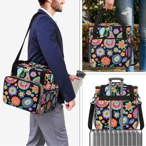 Beautiful Colored Flowers Coffee Maker Carring Bag Travel Carrying Storage Tote Bag Compatible with Keurig K (A-001)