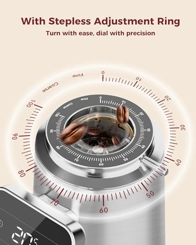 G3 64mm Flat Burr Electric Coffee Grinder with 100 Grind (Silver)