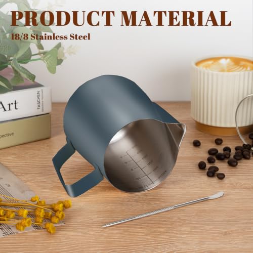 Milk Frothing Pitcher 12oz Frother Cup Barista Tools (Blue / 12 Ounces)