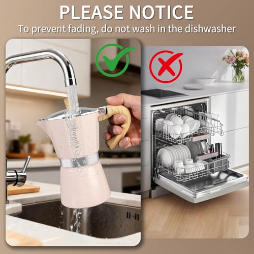 Moka Pot Stovetop Espresso Maker (Pink / 6 cup)