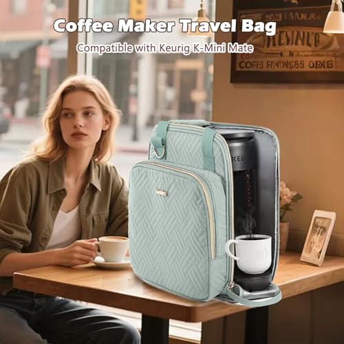 Coffee Maker Travel Bag Compatible with Keurig K (Green / Fit K-Mini Mate)