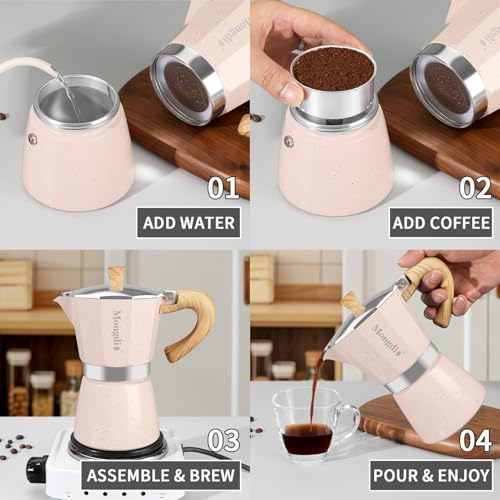 Moka Pot Stovetop Espresso Maker (Pink / 9 cup)