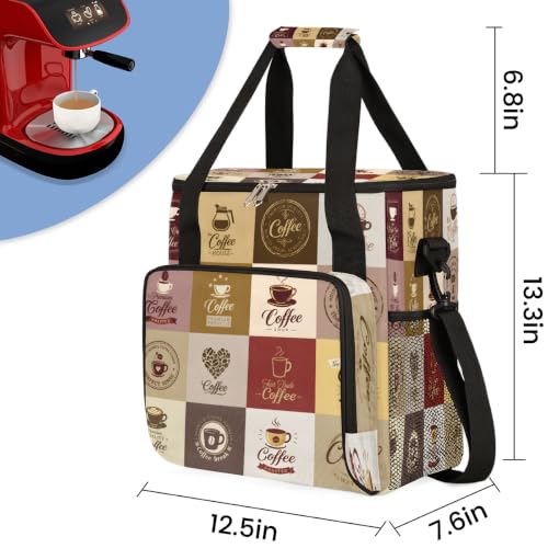 Coffee Maker Carring Bag Travel Carrying Storage Tote Bag Compatible (A06:Vintage Coffee)