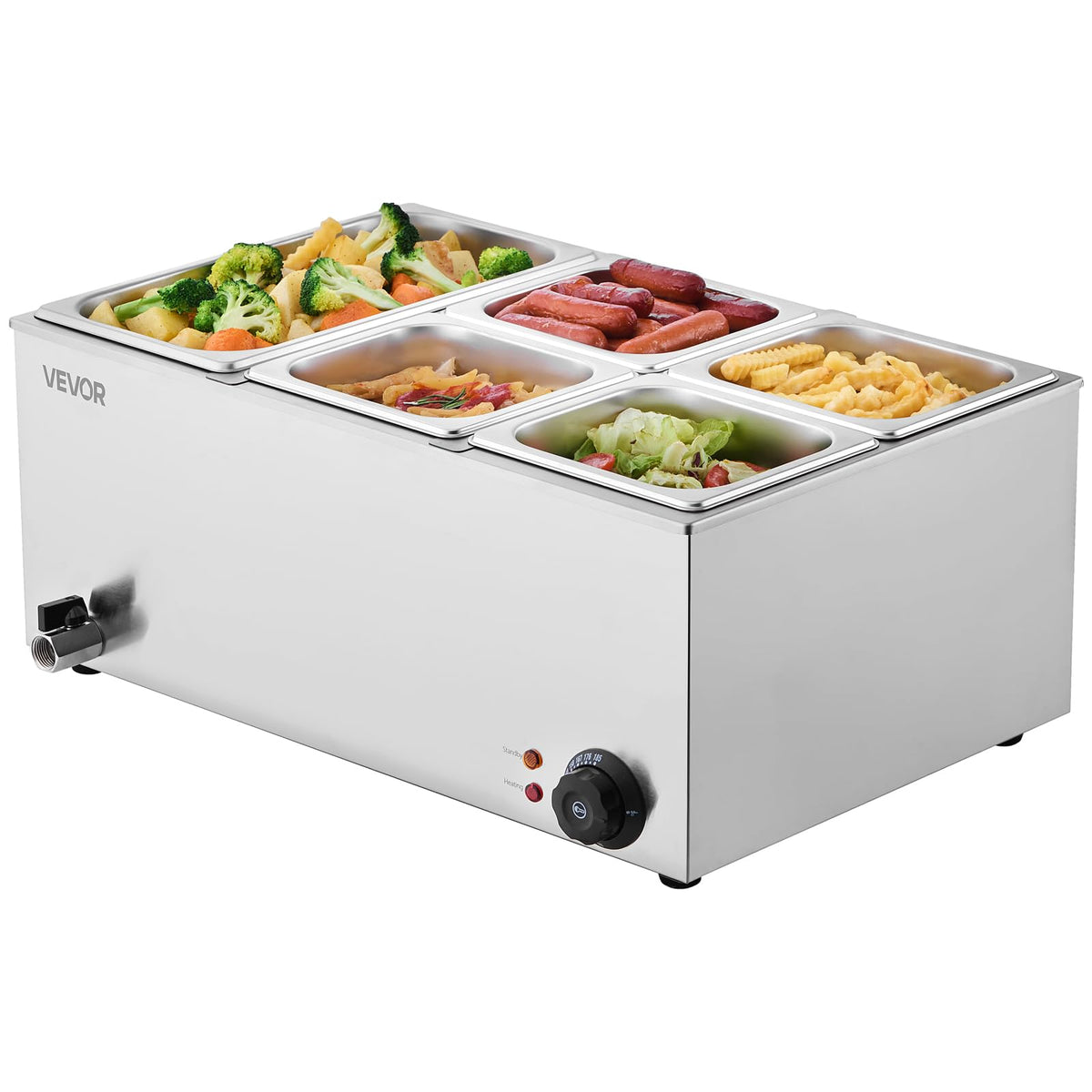 24QT Commercial Food Warmer (1x1/3Pan and 4x1/6Pan ;24QT)