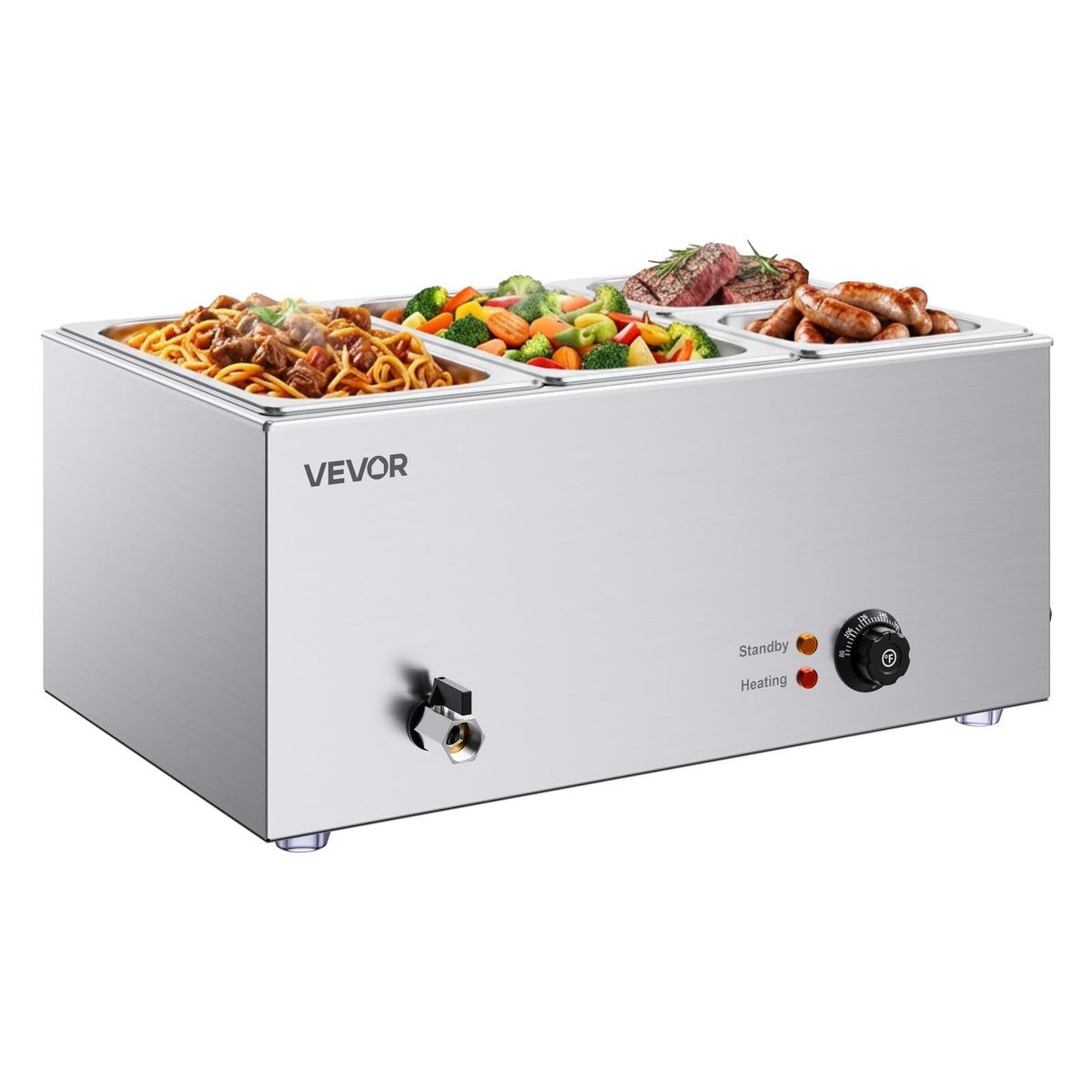 4 Pan Commercial Food Warmer (2x1/3Pan and 2x1/6Pan ;24QT)
