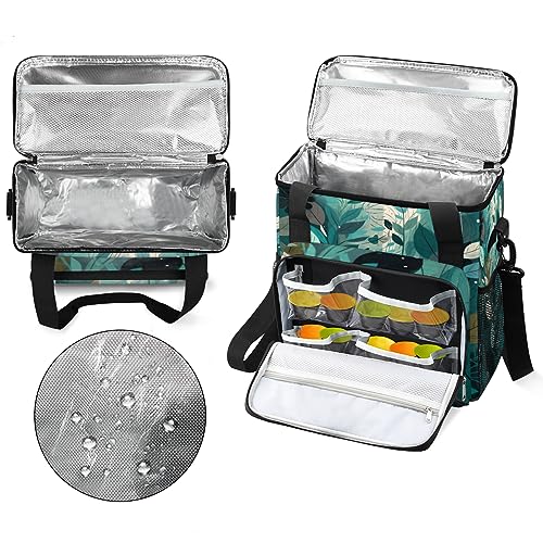 Turquoise Teal Leaves Coffee Maker Carring Bag Travel Carrying Storage Tote Bag Compatible with Keurig K (Print 30)