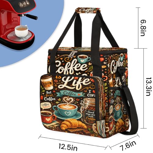 Maker Carring Bag Coffee Coffee Travel Carrying Storage Tote Bag (Print 5)