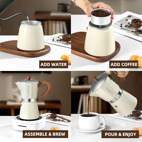 Moka Pot Stovetop Espresso Maker (White / 12 cup)