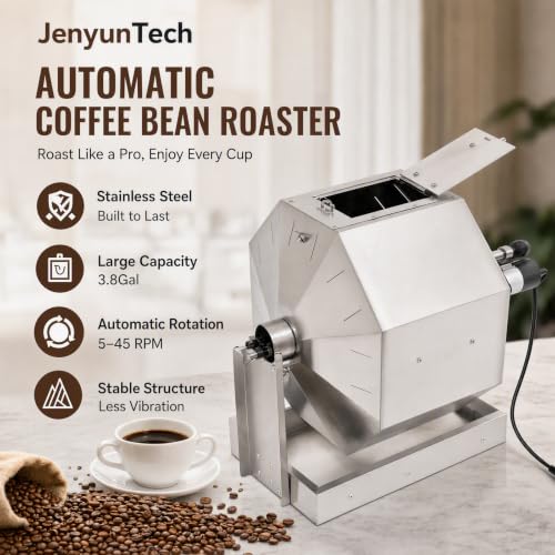 3.8 Gal Coffee Roaster Machine Auto Rotation Coffee Bean Roaster