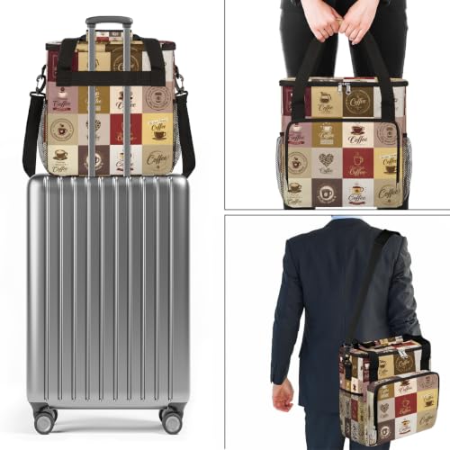 Coffee Maker Carring Bag Travel Carrying Storage Tote Bag Compatible (A06:Vintage Coffee)