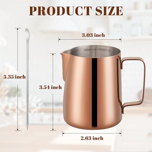 Milk Frothing Pitcher 12oz Frother Cup Barista Tools (Rose Gold / 12 Ounces)