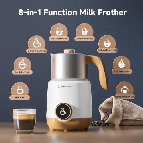 8-in-1 Milk Frother and Steamer with 550W IH Induction Heating (White)