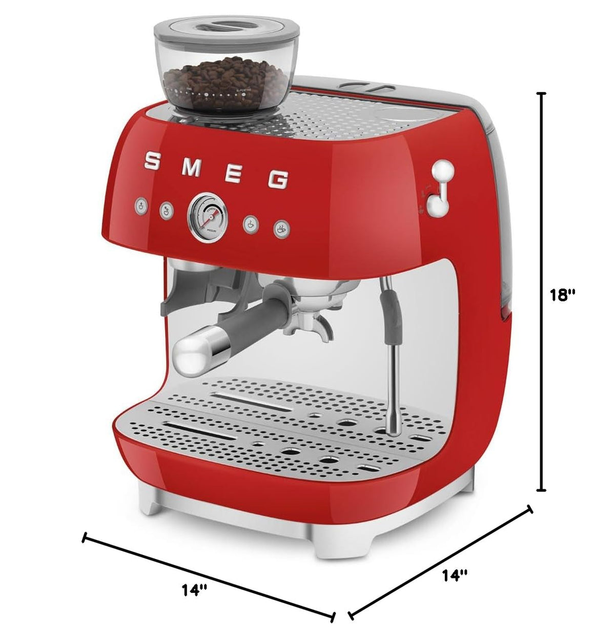 EGF03 Semi Automatic Espresso Machine with Built (8.8 oz / Red)