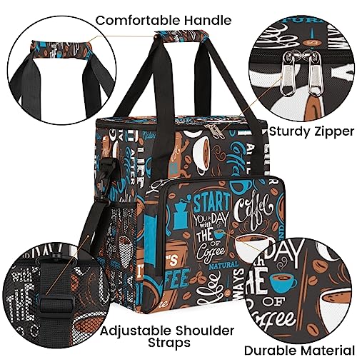 Coffee Maker Carring Bag Travel Carrying Storage Tote Bag Compatible (A03:Blue Coffee)