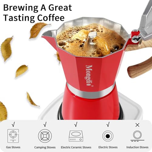 Moka Pot Stovetop Espresso Maker (Red / 6 cup)