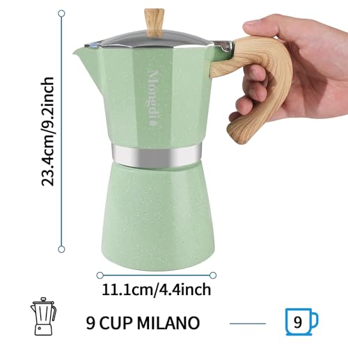 Moka Pot Stovetop Espresso Maker (Green / 9 cup)